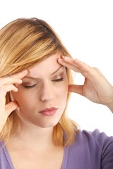 Fototapeta premium woman with migraine headache (white background)