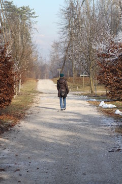 passeggiando nel parco tra gli alberi