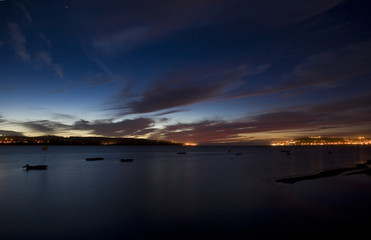 Lonely bay at sunset