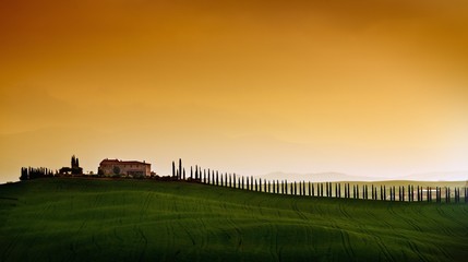 Sunset Tuscany landscape ....