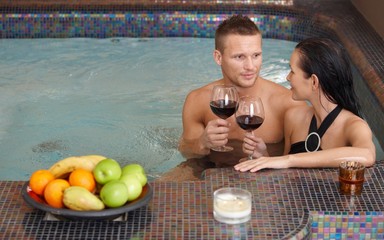 Young couple in spa
