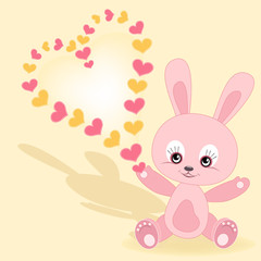 Valentine's card. Baby rabbit.