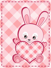 Valentine's card. Baby rabbit.