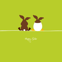 Fototapeta na wymiar Easter Bunny & Easter Egg With Bunny Ears