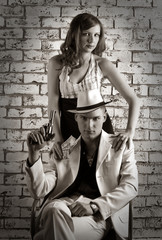 Mafia. The man in a suit and girl