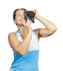 photographer woman with retro camera