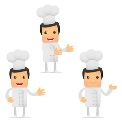 set of funny cartoon chef