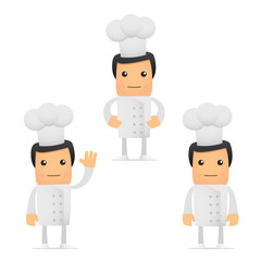 set of funny cartoon chef