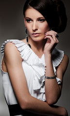 alluring woman over dark background