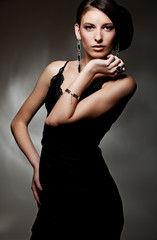 beautiful sexy model in black dress