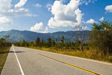 Highway to the mountain in countryside of Thailand
