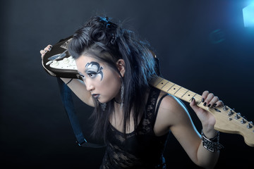 Woman rock with guitar