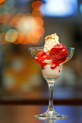 fruits sorbet with vanilla ice cream