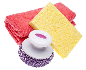 Cleaning Towel, Sponge and Scrub Brush