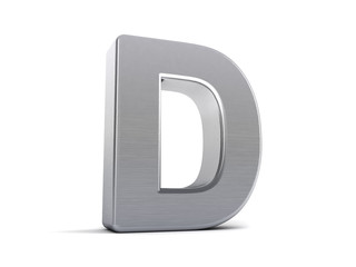 Letter D as brushed metal object over white