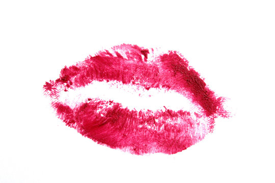 Heart-shaped lips on a white  background