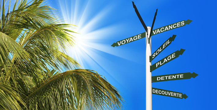 Panneaux de direction voyage au soleil
