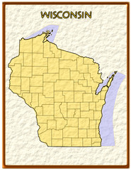 Wisconsin USA state map seal emblem federal america
