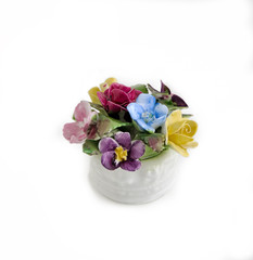 Porcelain ornament on white background