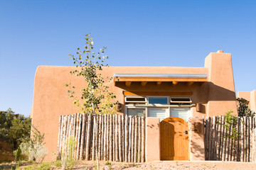 Adobe House Palisade Fence Santa Fe New Mexico USA