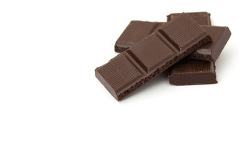 chocolate pieces islated on a white background