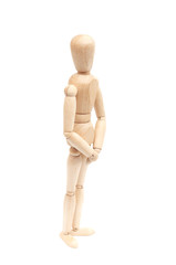 wooden mannequin isolated on a white background