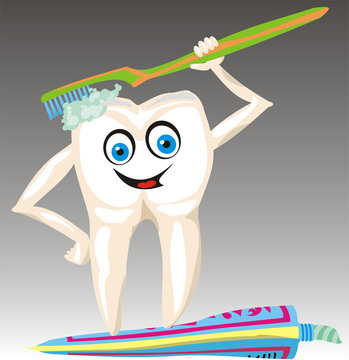 tooth and toothbrush