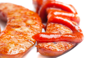 Appetizing grilled sausages