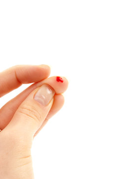 Blood wound from diabetes patient finger