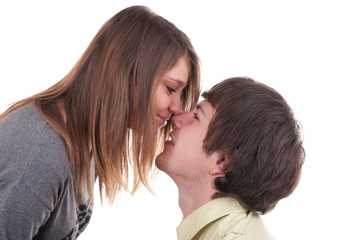 Couple in love kissing