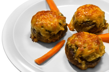 Baked mushrooms stuffed with macadamia, onions and parsley