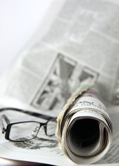 newspapers and glass