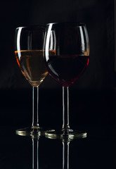 Wineglasses on a black background