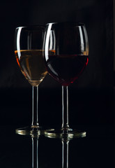 Wineglasses on a black background