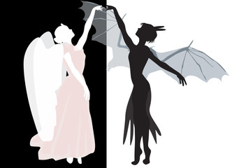 devil and angel illustration