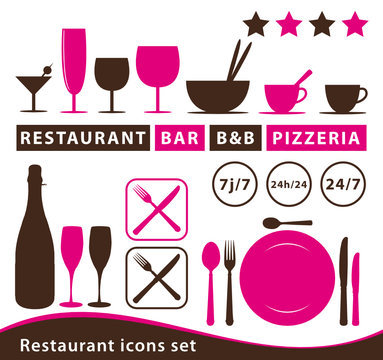 Restaurant icons set