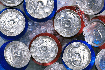 Cans of drink on crushed ice - 29795039
