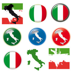 Italy vector set, flags and icons isolated on white background. © alvaroc