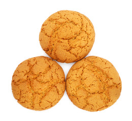Three cookies on white background