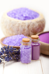 Fototapeta na wymiar Lavender bath salt for Spa and wellnes