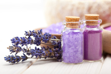 Fototapeta na wymiar Spa and wellness - Lavender minerals