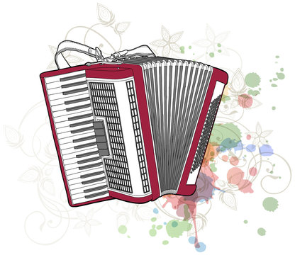 Concert Accordion & floral calligraphy ornament - a stylized orc
