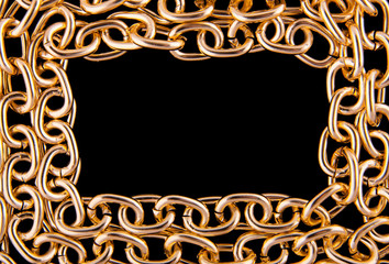 Golden chain as frame on black background