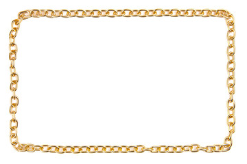 Border from golden chain isolated on white