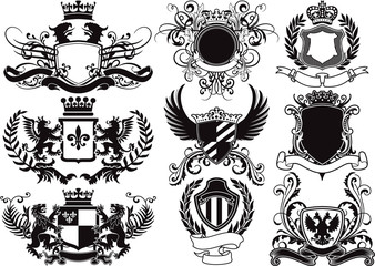 coat of arms, shields and heraldic vector elements
