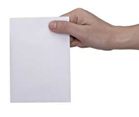hand holding blank message note