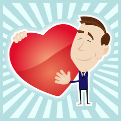 Man In Love Holding A Heart