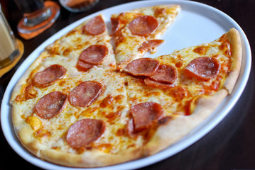 Pepperoni pizza closeup