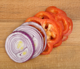 sliced onion and pepper