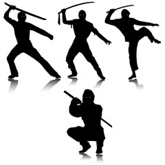 Ninjas silhouettes.Vector